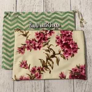 Deux Lux Vintage Floral XL Zip Pouch Clutch Purse + Dust Bag